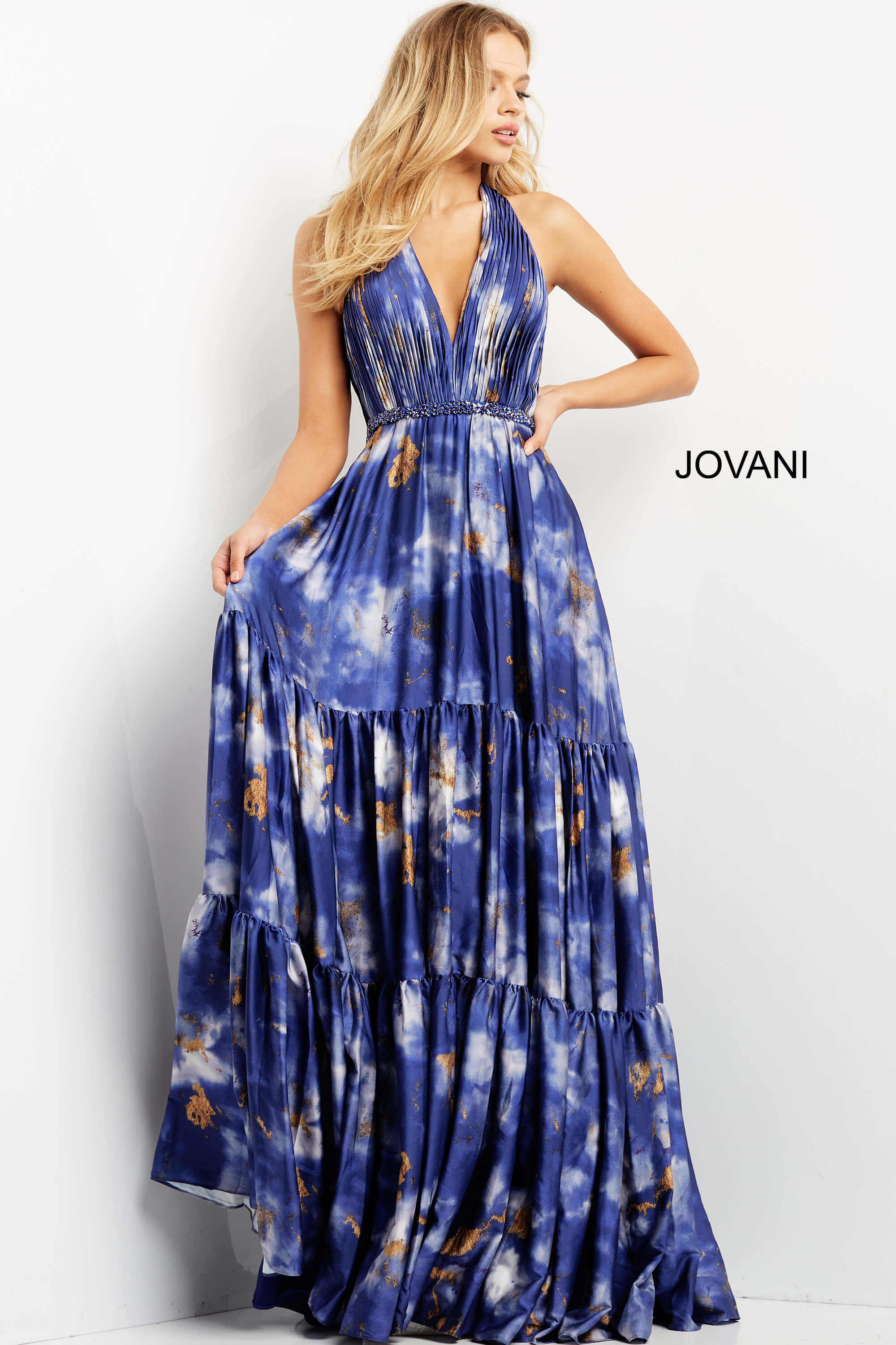 Halter Neck Maxi Prom Dress By Jovani -08577