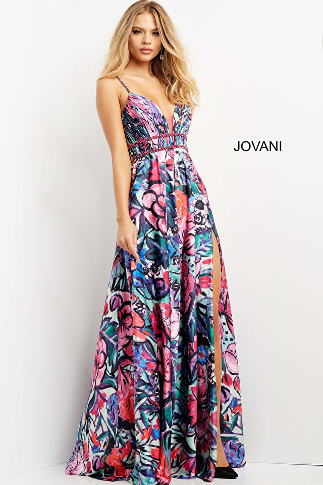 Backless Plunging Neck Prom Gown By Jovani -08593