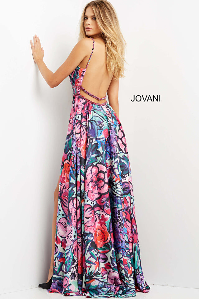 Backless Plunging Neck Prom Gown By Jovani -08593