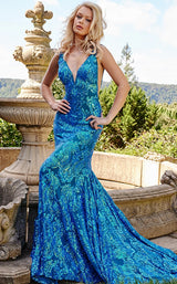 Fitted  Iridescent Sequin Mermaid Dress By Jovani -08646