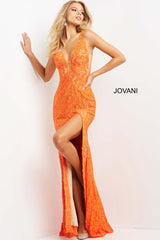 Nude Plunging Neck Lace Prom Dress By Jovani -08674
