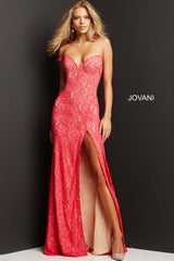 Embellished High Slit Prom Gown By Jovani -08684