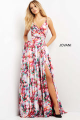 V Neck Tie Back Maxi Prom Gown By Jovani -09029