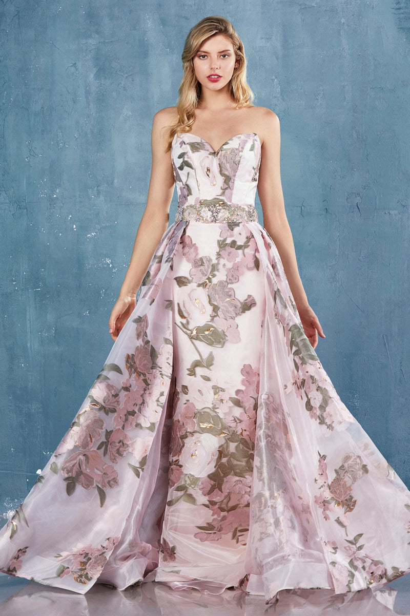 MyFashion.com - STRAPLESS PRINT GOWN W/ OVERSKIRT(A0965) - Andrea&Leo promdress eveningdress fashion partydress weddingdress 
 gown homecoming promgown weddinggown 