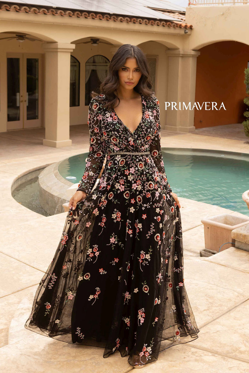 Floral Detailed A-Line Dress By Primavera Couture -12006