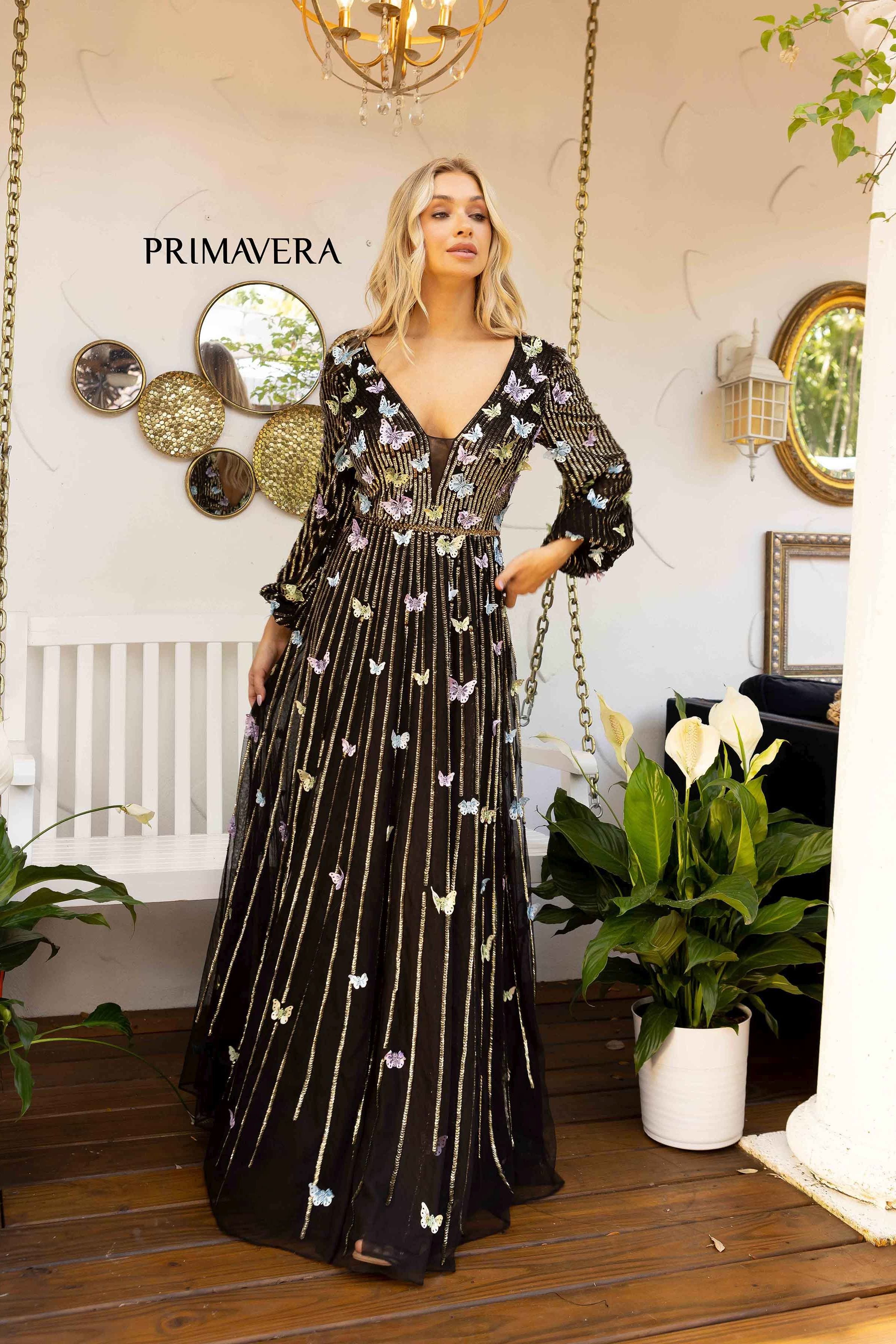 Butterfly Embedded Long Gown By Primavera Couture -12024