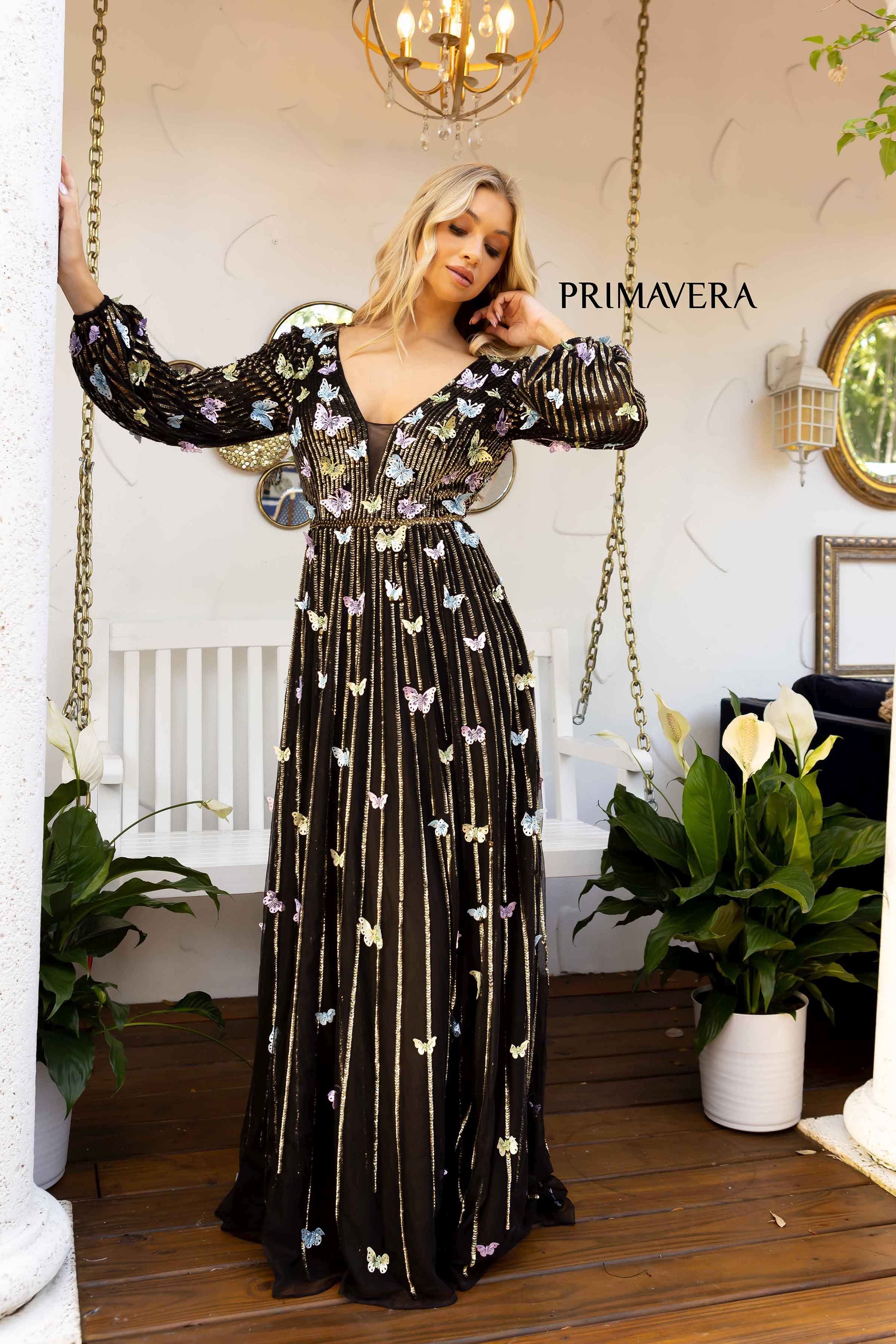 Butterfly Embedded Long Gown By Primavera Couture -12024