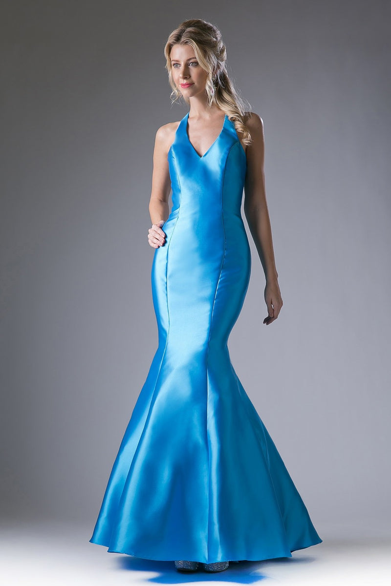 Fitted Mikado Mermaid Gown With Scoop Neckline And Razorback by Cinderella Divine -13038