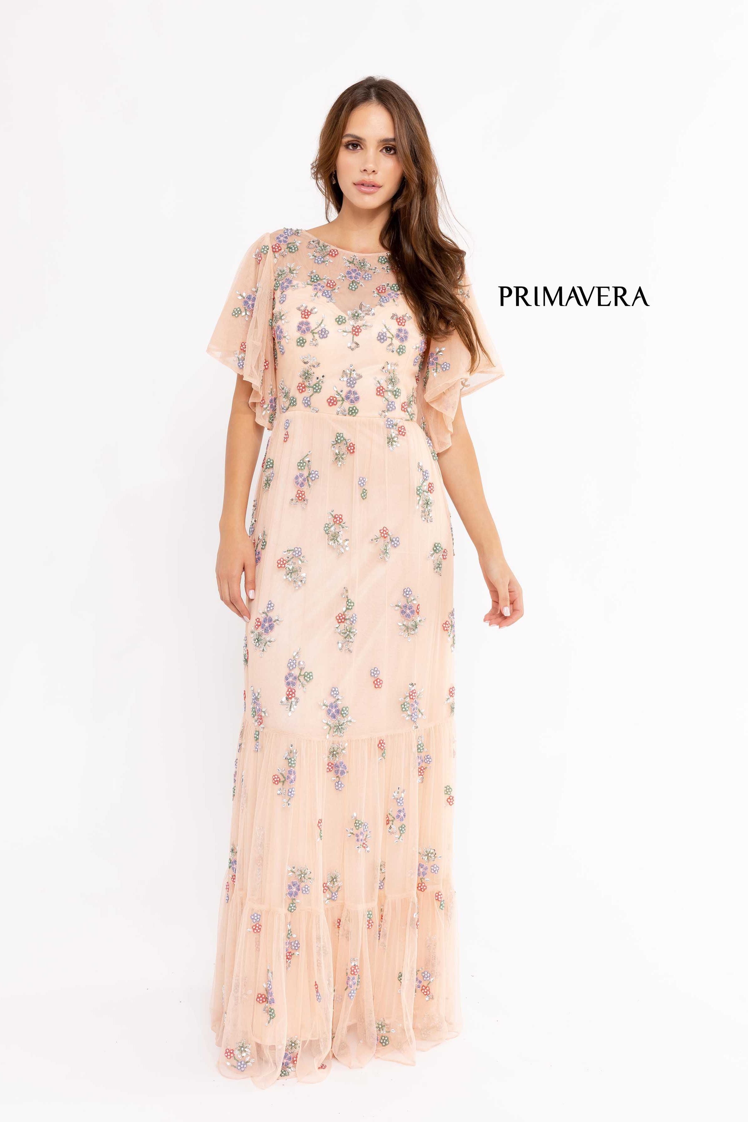 Soft-Looking Floral Long Dress By Primavera Couture -13108