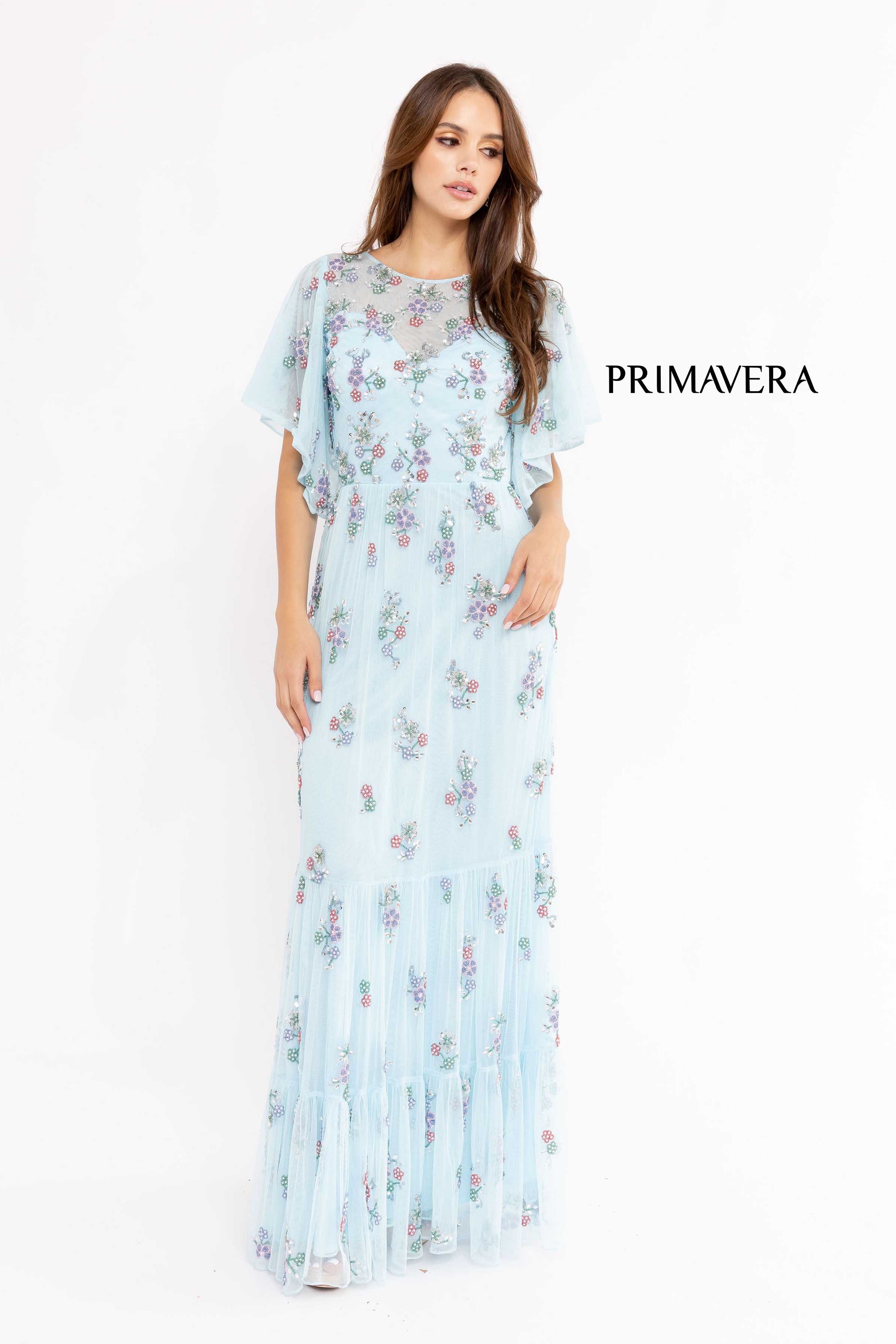 Soft-Looking Floral Long Dress By Primavera Couture -13108