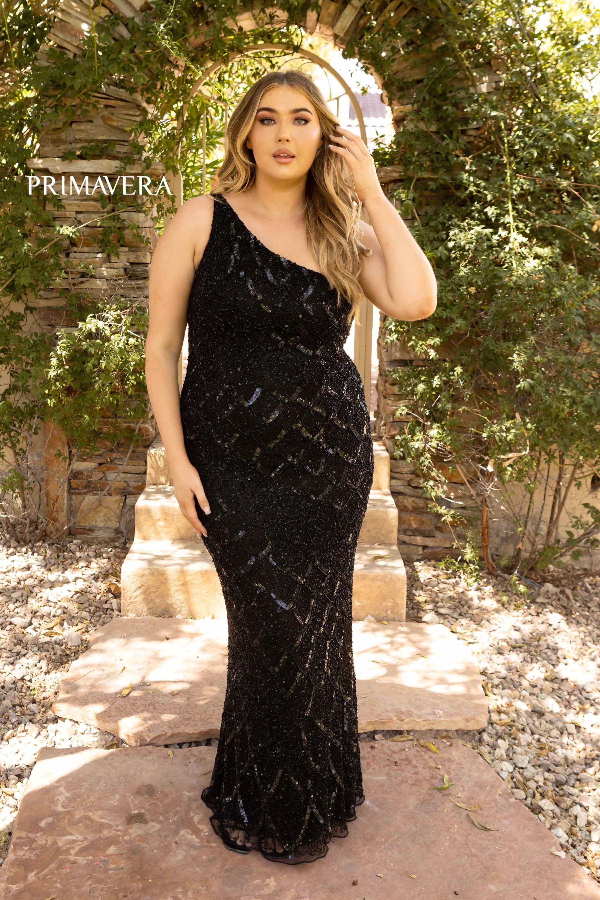 Asymmetrical Neckline Mermaid Dress by Primavera Couture -14002