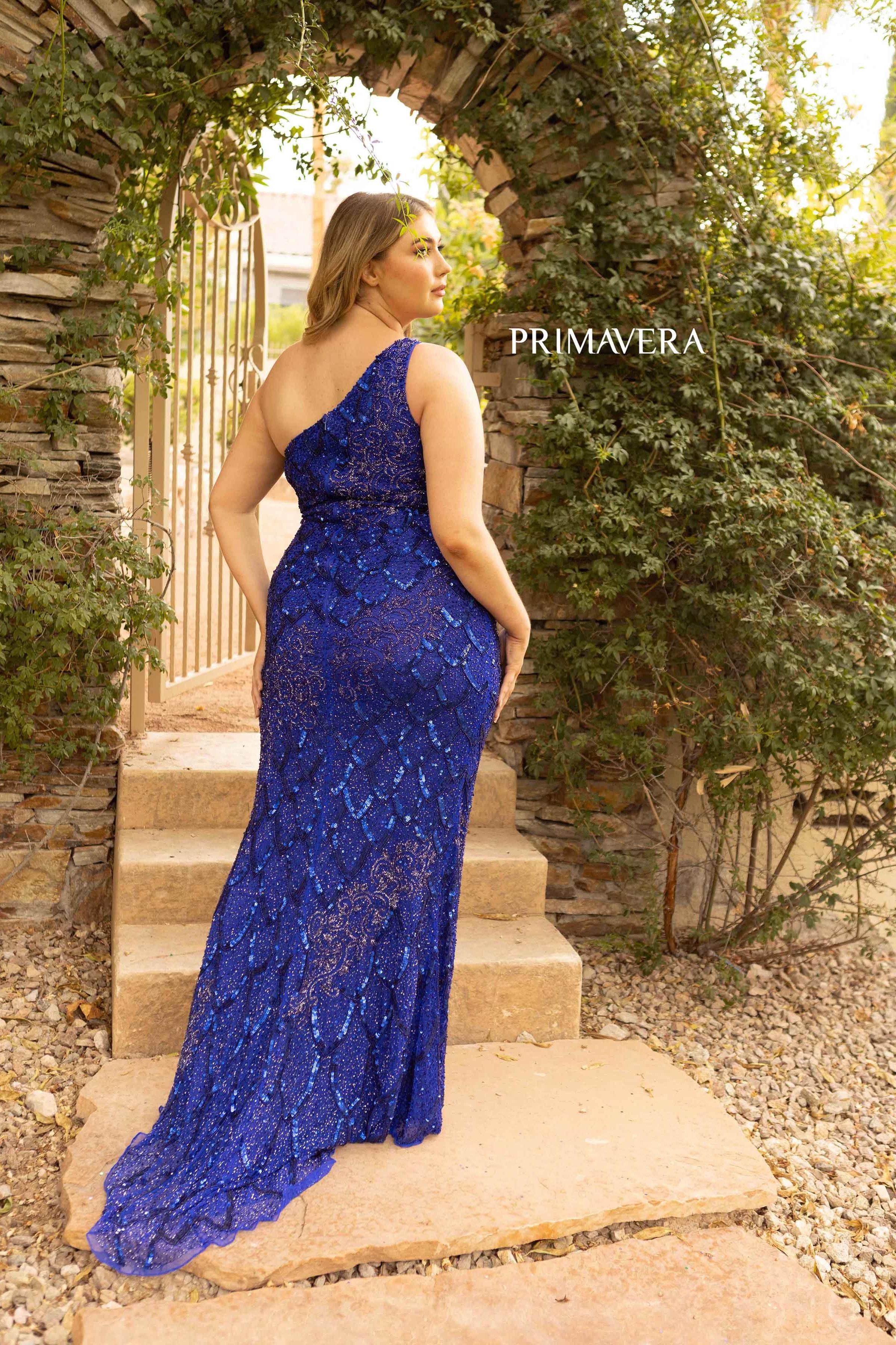 Asymmetrical Neckline Mermaid Dress by Primavera Couture -14002