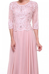 Beaded Lace Bodice Chiffon Empire Waist Dress By Cinderella Divine -14327