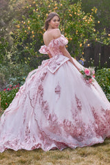Floral Off The Shoulder Quince Ball Gown By Cinderella Divine -15701