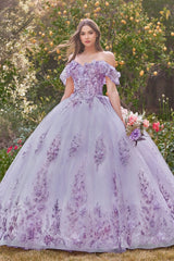 Floral Off The Shoulder Quince Ball Gown By Cinderella Divine -15701