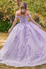 Off The Shoulder Floral Quince Ball Gown By Cinderella Divine -15702