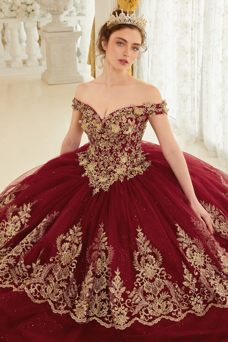 Layered Lace Quinceanera Ball Gown By Cinderella Divine -15705