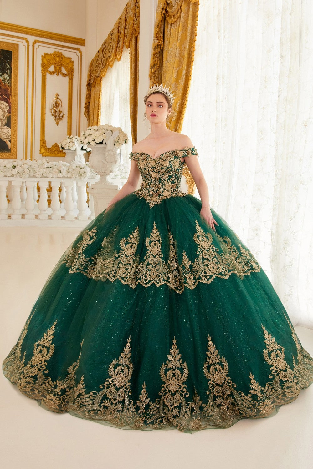 Layered Lace Quinceanera Ball Gown By Cinderella Divine -15705