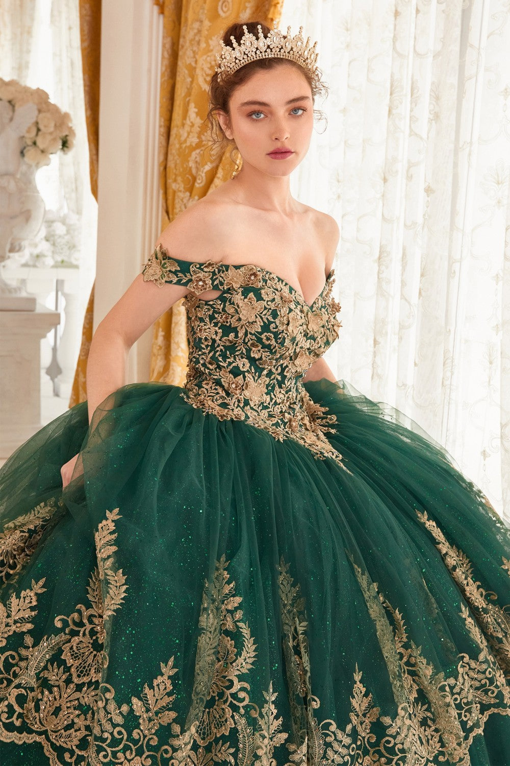 Layered Lace Quinceanera Ball Gown By Cinderella Divine -15705