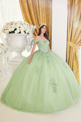 Lace Off The Shoulder Layered Tulle Ball Gown By Cinderella Divine -15710