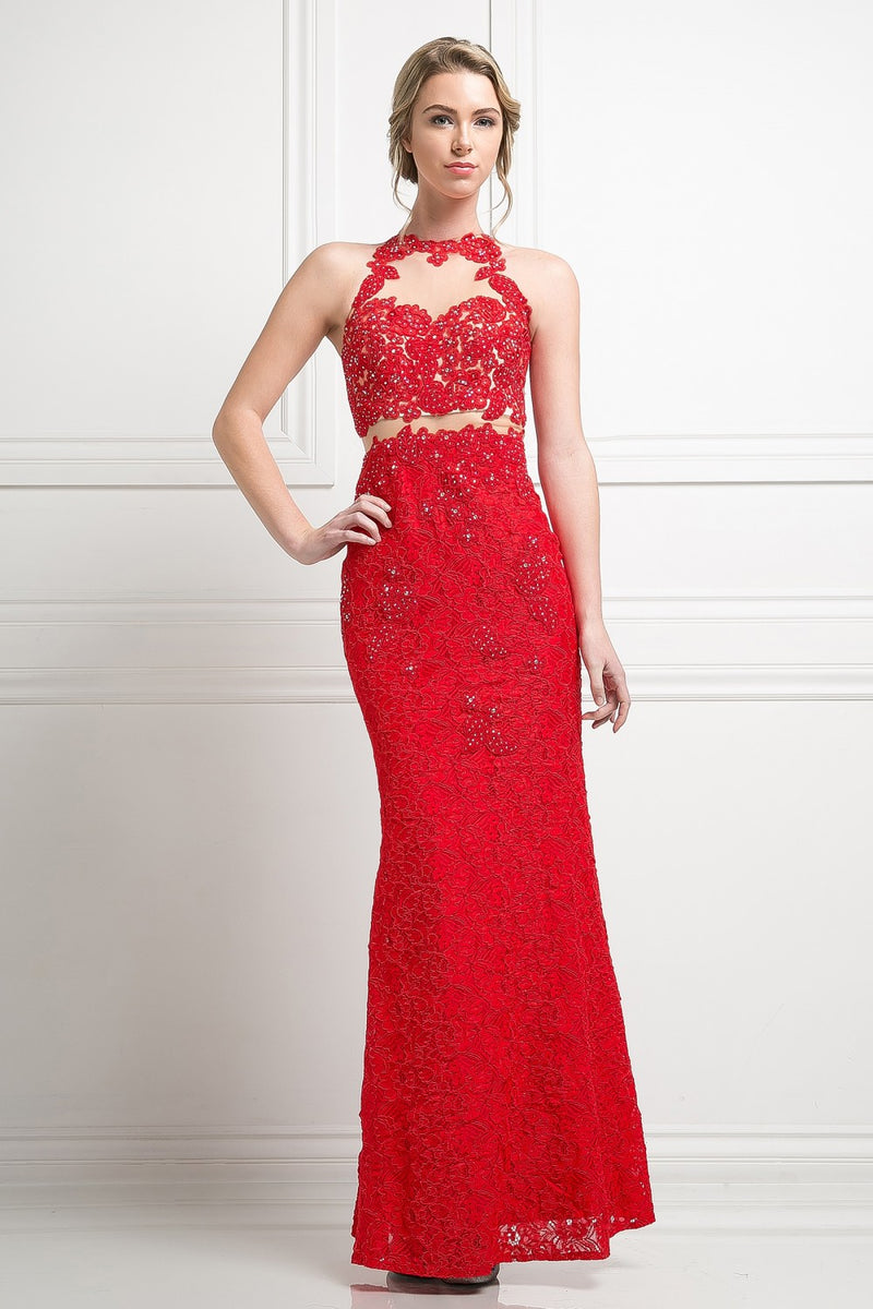 Beaded Lace Sheath Dress by Cinderella Divine -1586