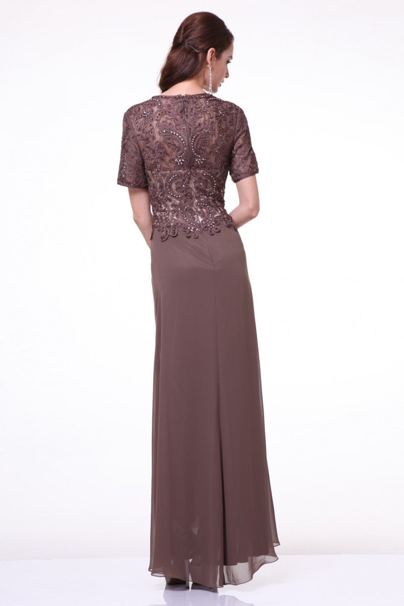 Long Short Sleeve Chiffon Dress by Cinderella Divine -1942