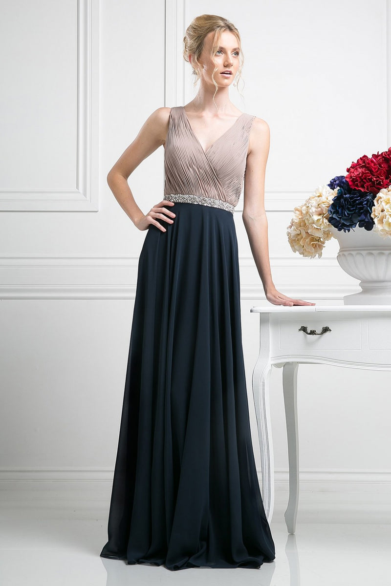 Beaded Belt Chiffon A - Line Dress by Cinderella Divine -1968