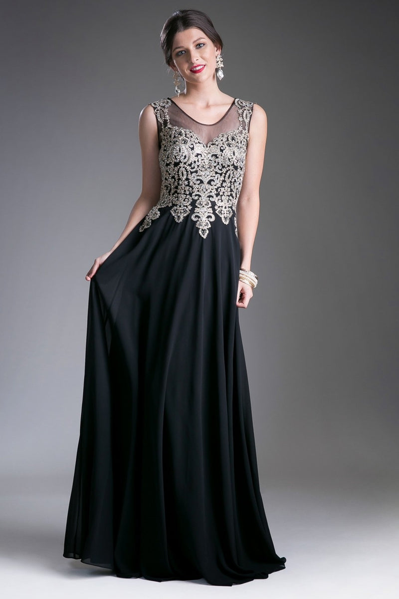 MyFashion.com - A-line chiffon gown with lace embellished bodice(2635) - Cinderella Divine promdress eveningdress fashion partydress weddingdress 
 gown homecoming promgown weddinggown 