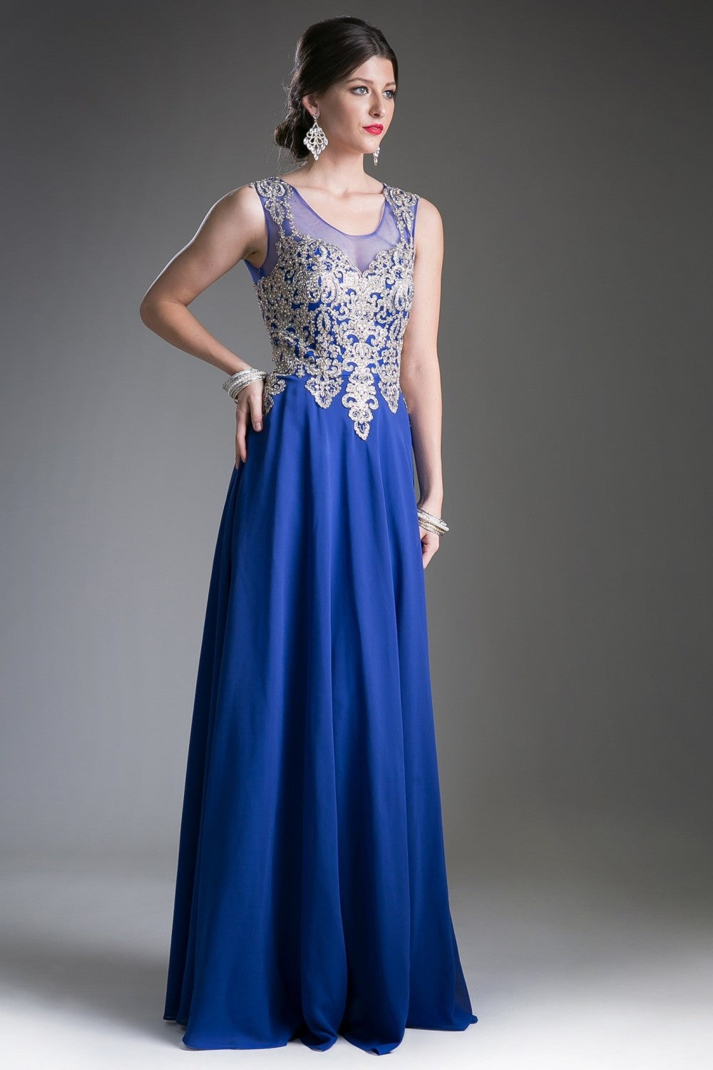 MyFashion.com - A-line chiffon gown with lace embellished bodice(2635) - Cinderella Divine promdress eveningdress fashion partydress weddingdress 
 gown homecoming promgown weddinggown 