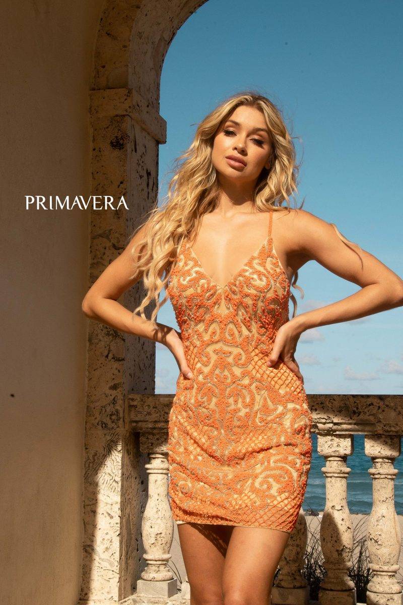 Plunging V-Neck Cocktail Dress 01 By Primavera Couture -3138