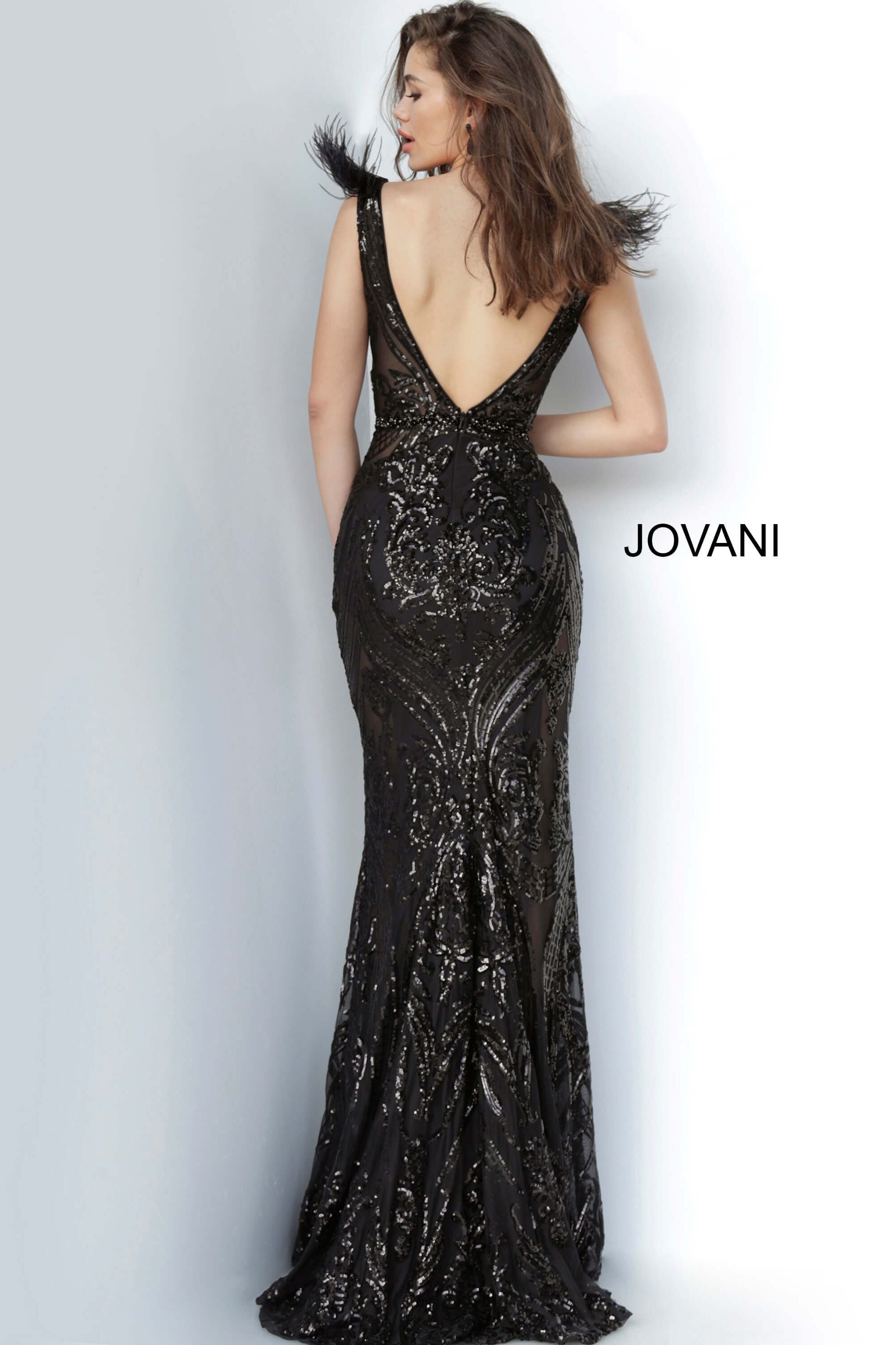 Plunging Neckline Sequin Prom Dress By Jovani -3180