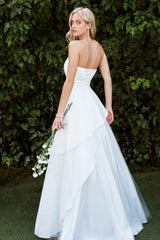 Strapless Gown With Layered A-Symetrical Skirt And Gathered Waist by Cinderella Divine -W3186
