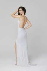 Sheath Sequin V Neck Gown 01 By Primavera Couture -3291