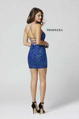 Sequined Strappy Back Fitted Cocktail Dress By Primavera Couture -3351