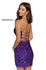 Sequined Strappy Back Fitted Cocktail Dress 01 By Primavera Couture -3351
