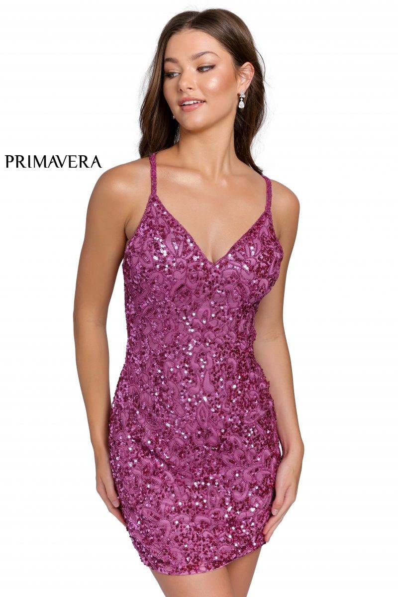 Beaded Fitted Cocktail Dress 01 By Primavera Couture -3353