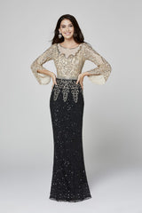 Embellished Bateau Sheath Dress BY Primavera Couture -3378