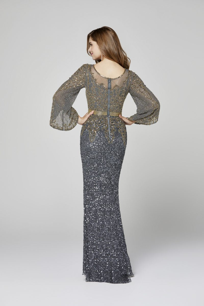 Embellished Bateau Sheath Dress By Primavera Couture -3378