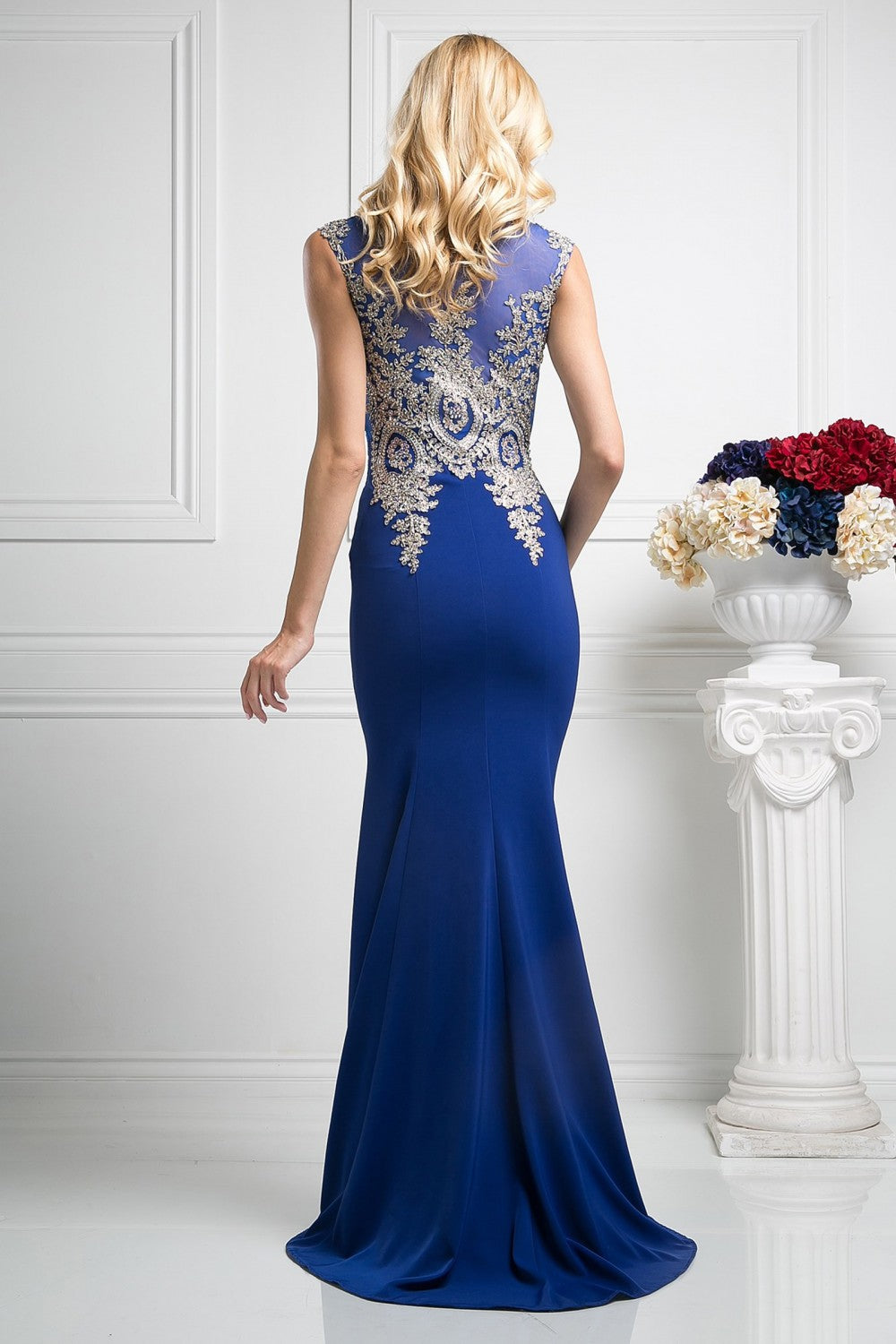 Embellished Long Cap Sleeve Dress  by Cinderella Divine -35