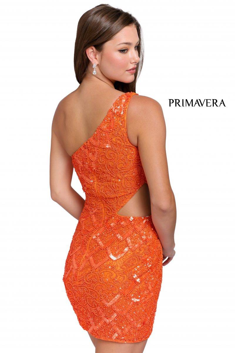 Asymmetrical Neckline Beaded Cocktail Dress 01 By Primavera Couture -3504