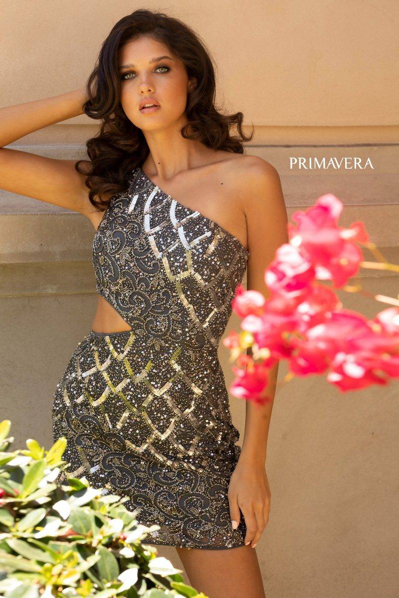 Asymmetrical Neckline Beaded Cocktail Dress 01 By Primavera Couture -3504