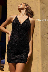 Sequined Floral Sheath Dress by Primavera Couture -3519
