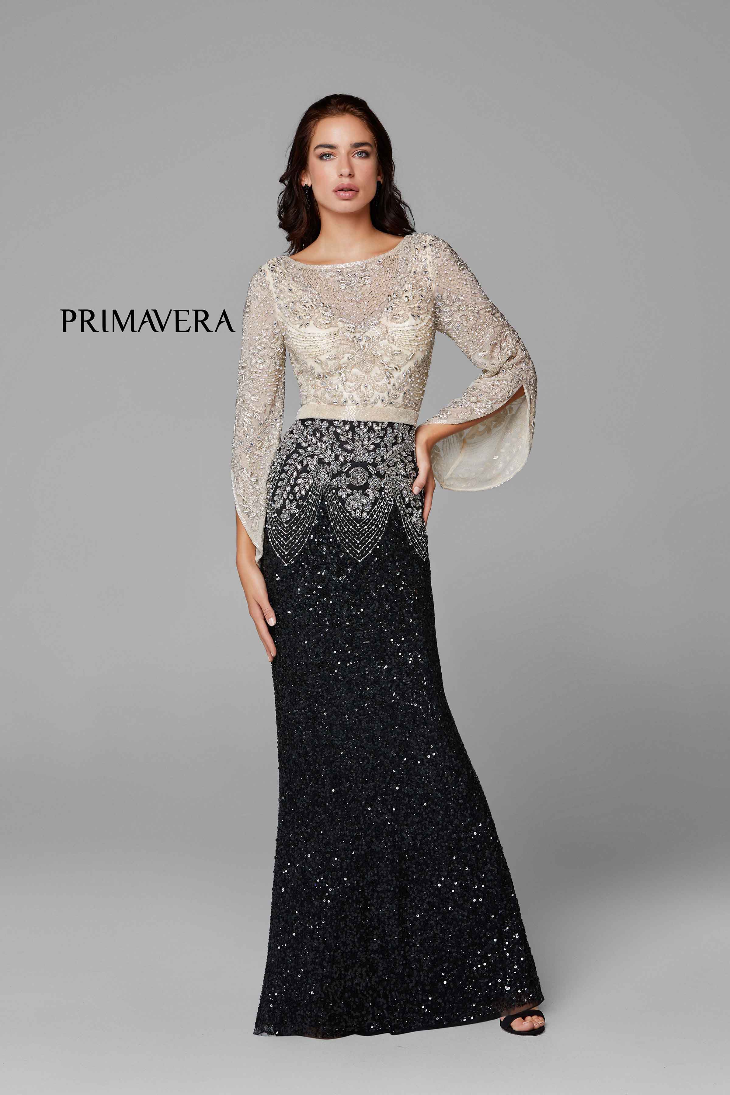 Embellished Bateau Neck Sheath Dress By Primavera Couture -3680