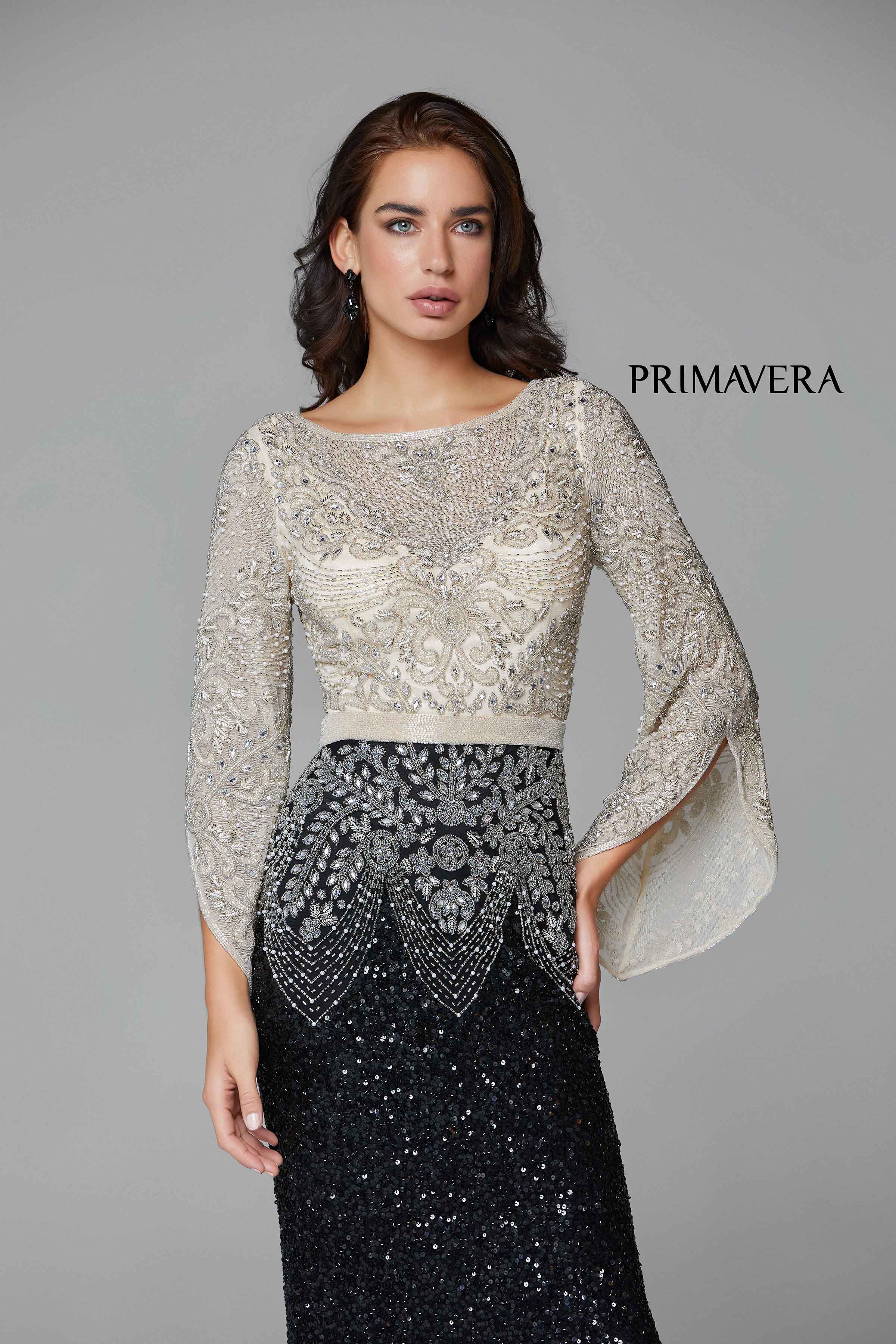 Embellished Bateau Neck Sheath Dress By Primavera Couture -3680