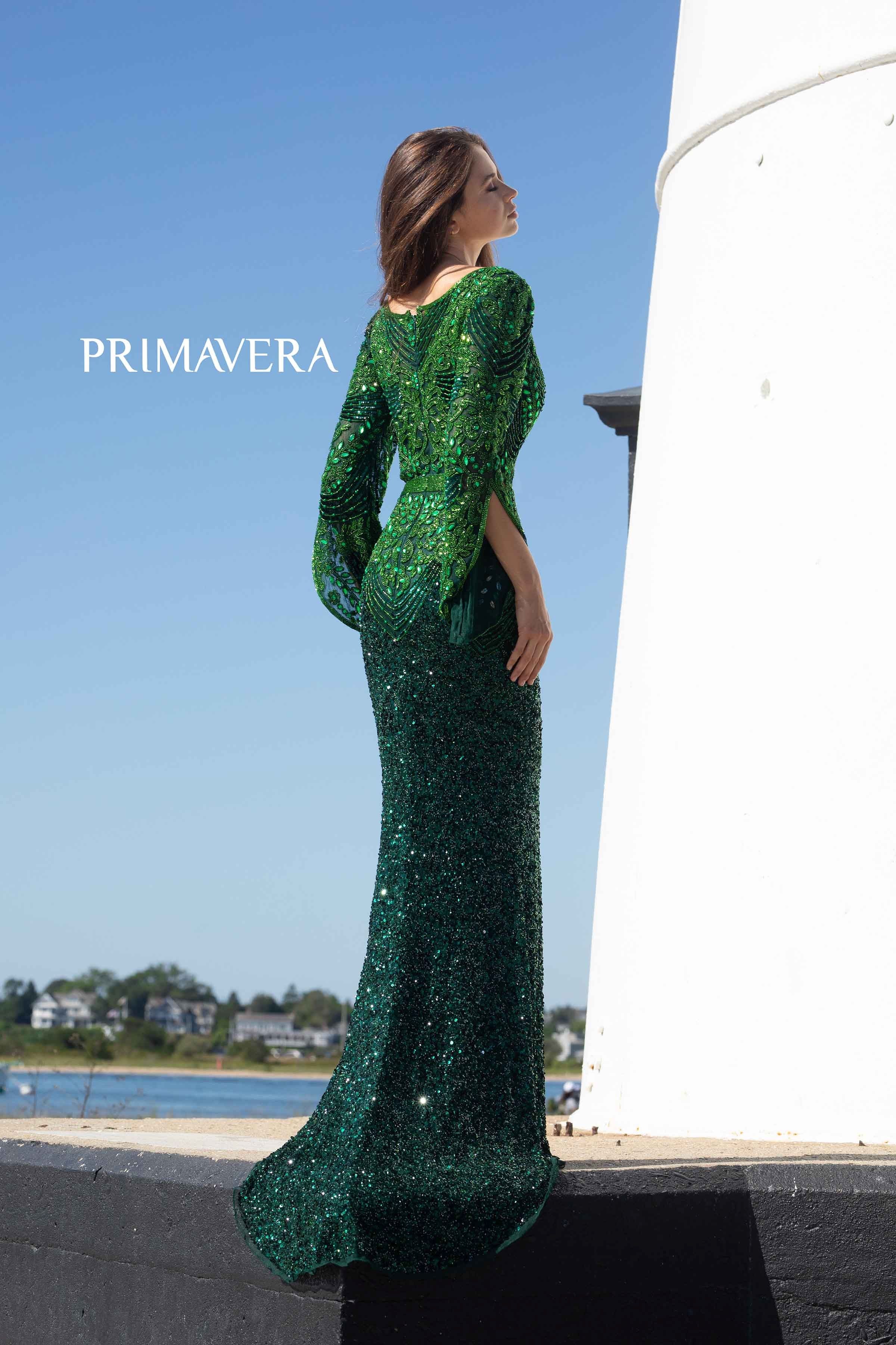 Embellished Bateau Neck Sheath Dress By Primavera Couture -3680