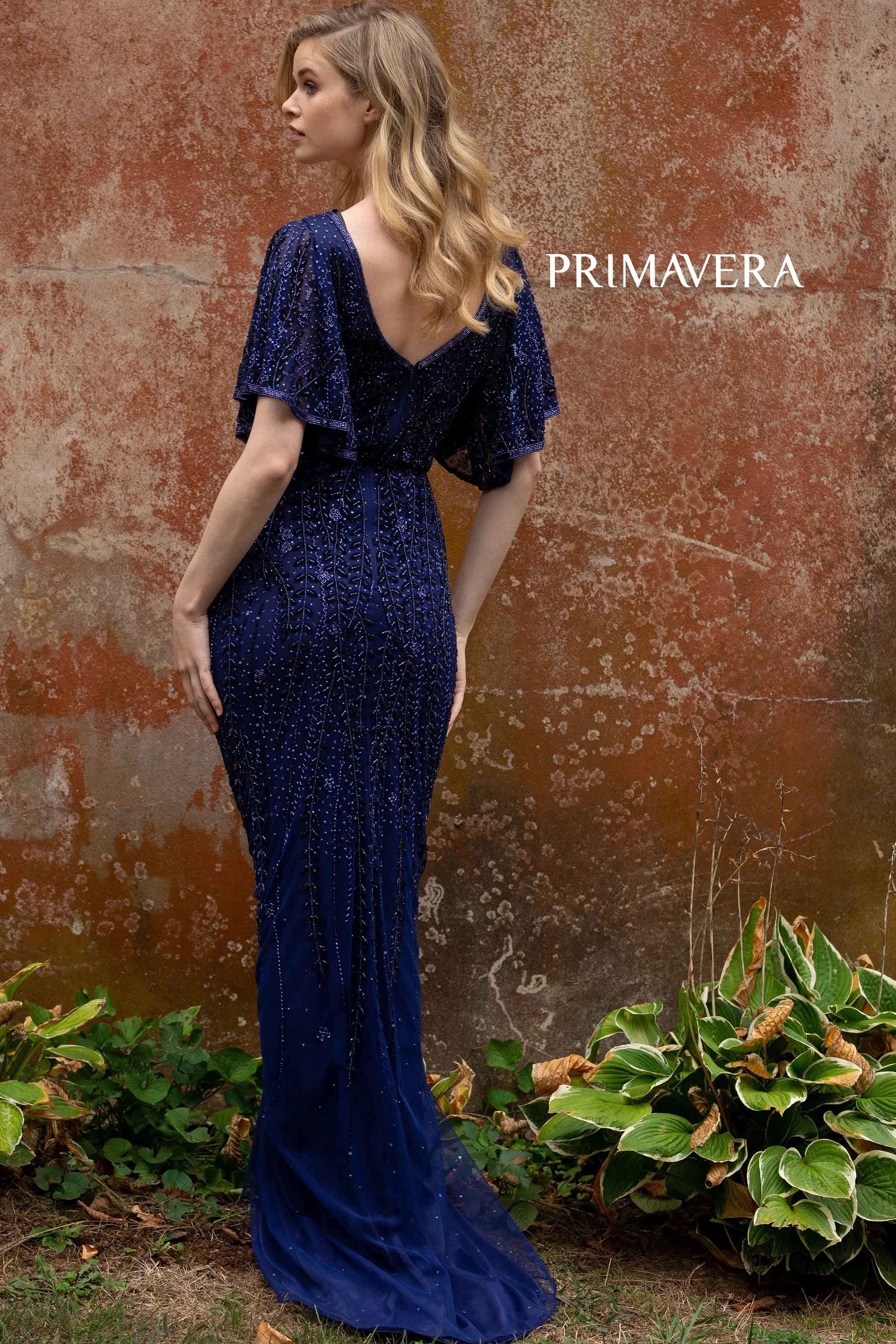 Embellished Long Sheath Dress by Primavera Couture -3681