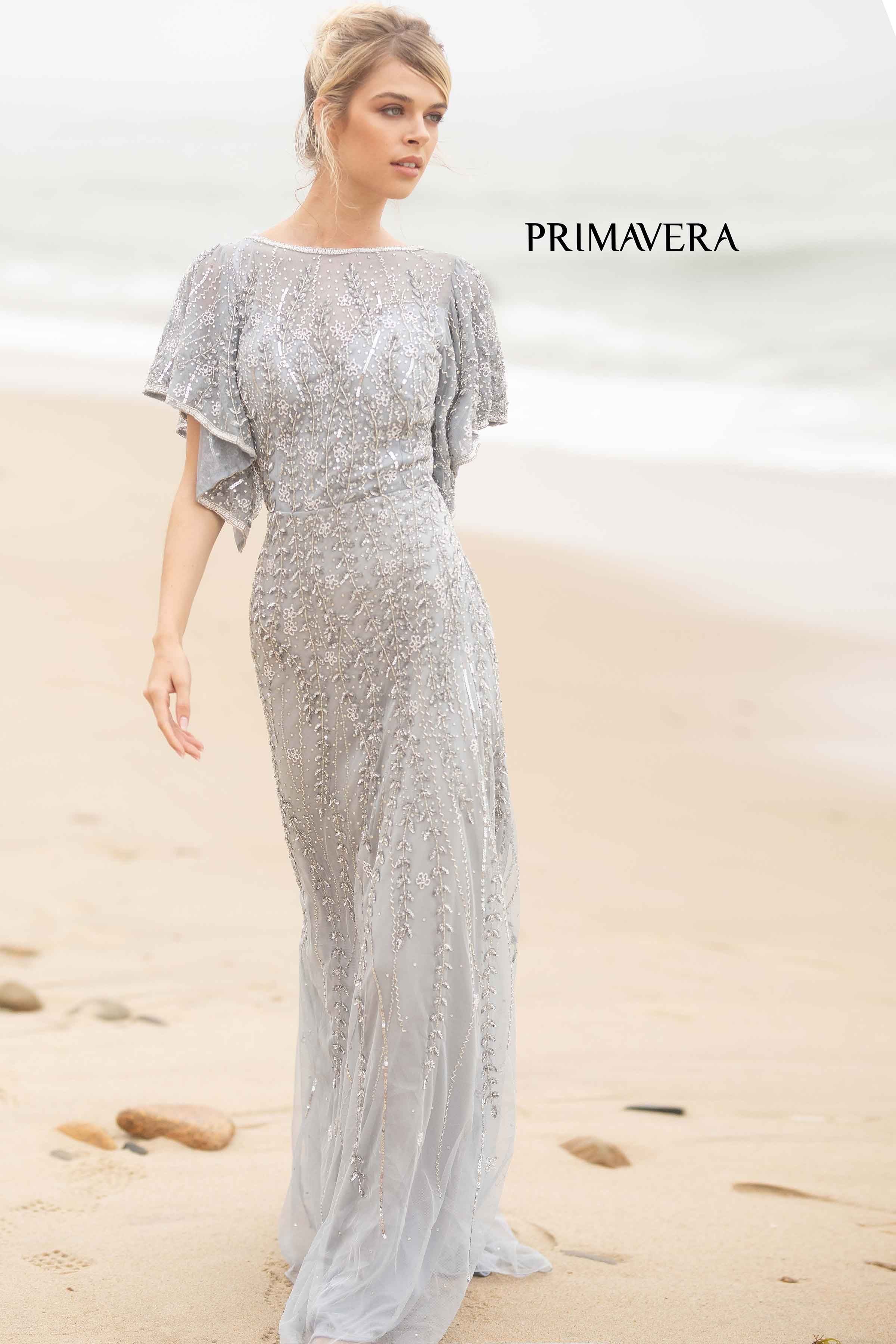 Embellished Long Sheath Dress by Primavera Couture -3681