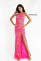 Floral Sequin Halter Neckline Gown BY Primavera Couture -3726