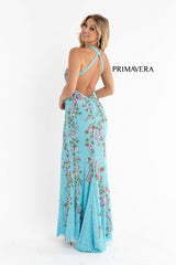 Floral Sequin Halter Neckline Gown BY Primavera Couture -3726