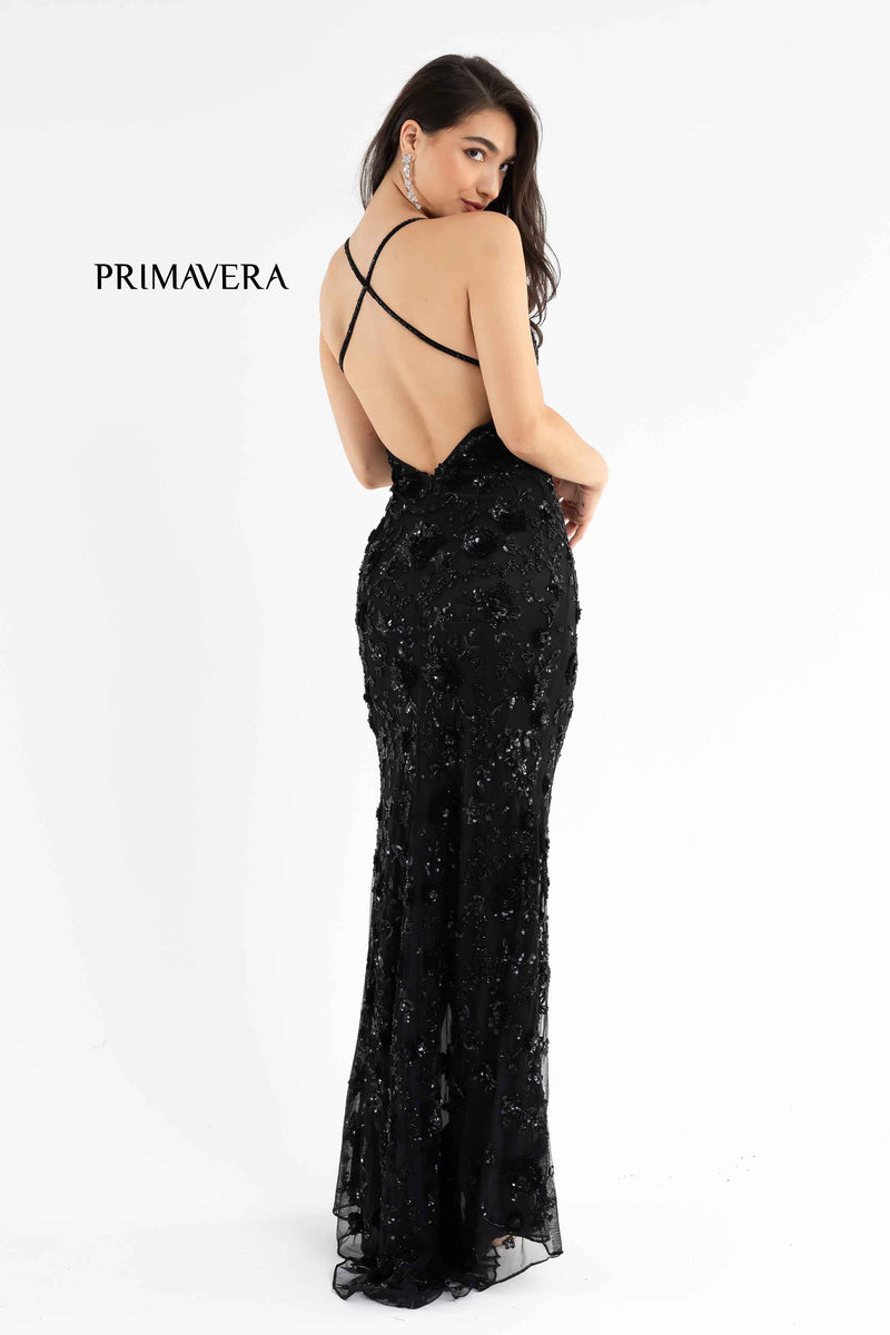 Sleeveless Plunging V-Neck Dress By Primavera Couture -3731
